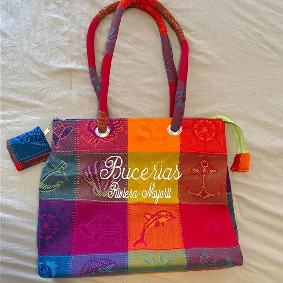 Colorful Tote Bag from Mexico - “Bucerias Riviera Nayarit” - Picture 1 of 12